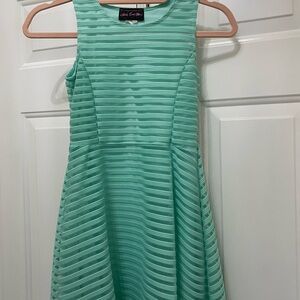 Sleeveless Green Striped Kids Dress